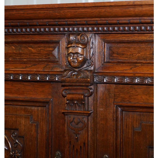Wood Dutch Ornately Hand Carved Cupboard, 1940s For Sale - Image 7 of 18