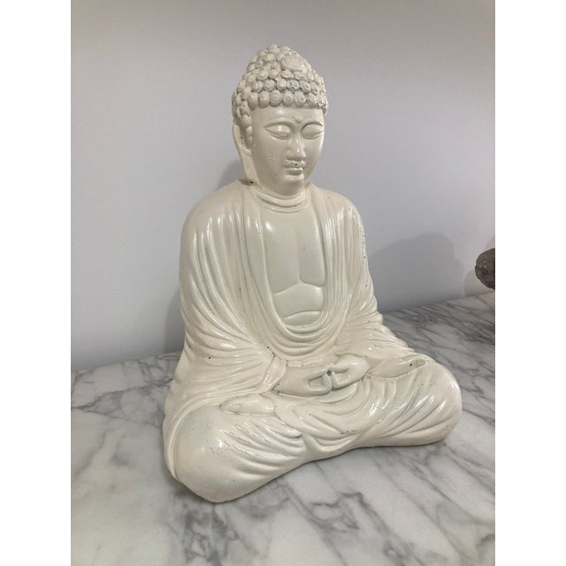1990s Ivory Patina Buddha Statue For Sale - Image 5 of 12