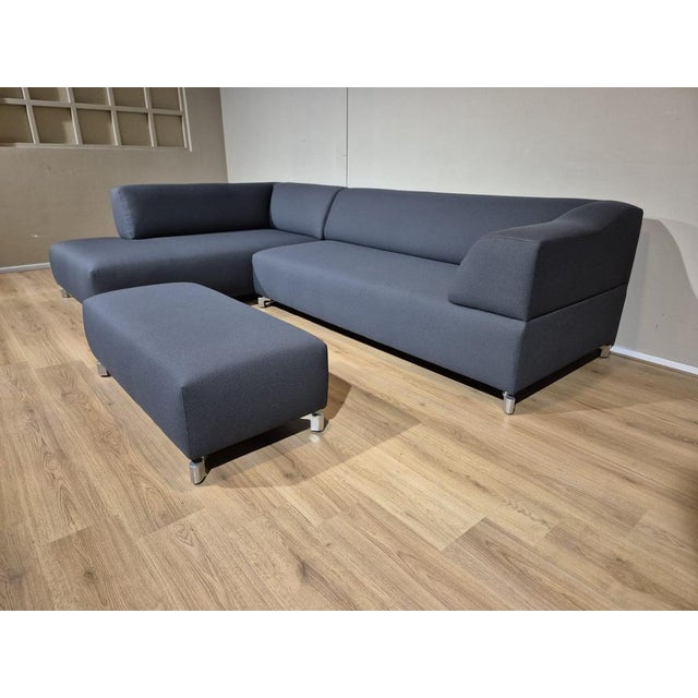 Set of Corner Sofa with Ottoman in Grey from Leolux For Sale - Image 15 of 16