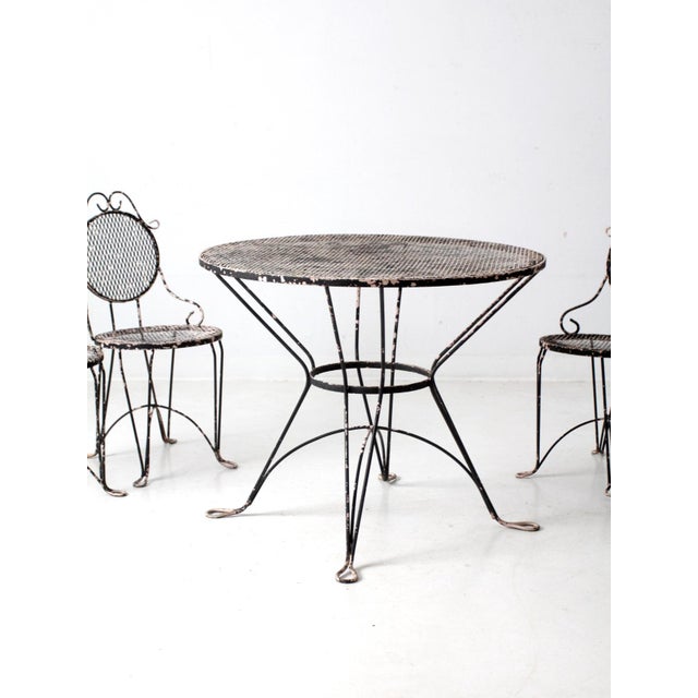 Mid-Century Wrought Iron Patio Set Table and Four Chairs For Sale - Image 11 of 18