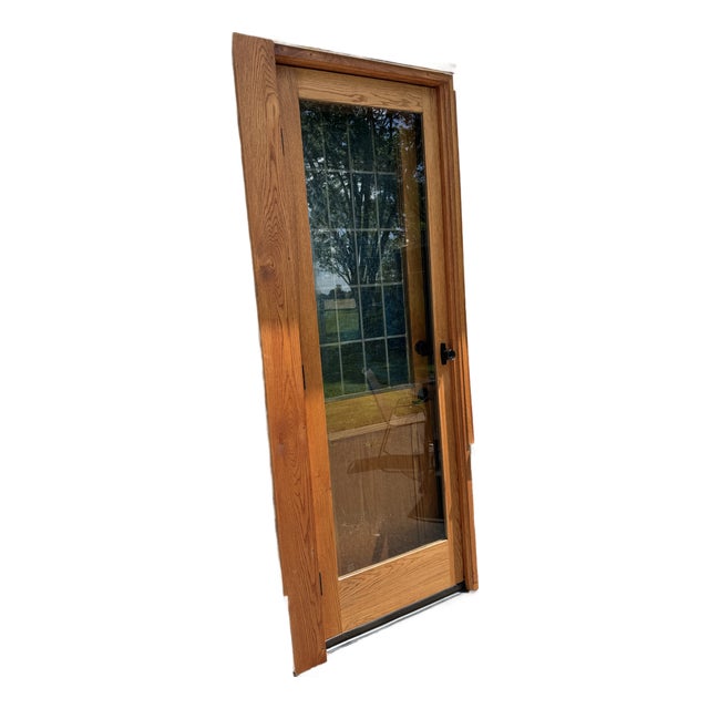 Handcrafted Solid Red Oak Architectural Storm Door For Sale
