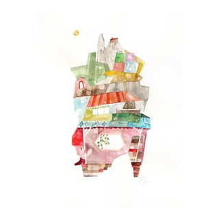 Signs of the City - Original Urban Architecture Watercolor Painting on Paper For Sale