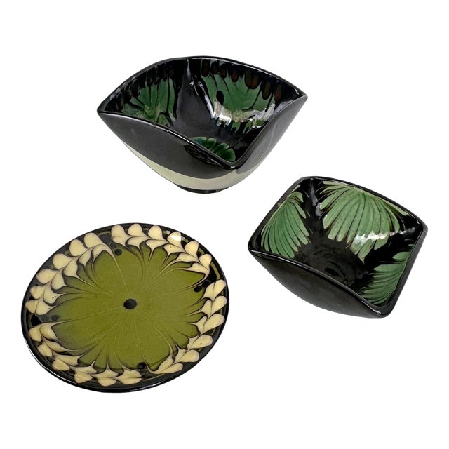 Vintage Danish Ceramic Bowls and Dish from Kähler, 1960s, Set of 3 For Sale