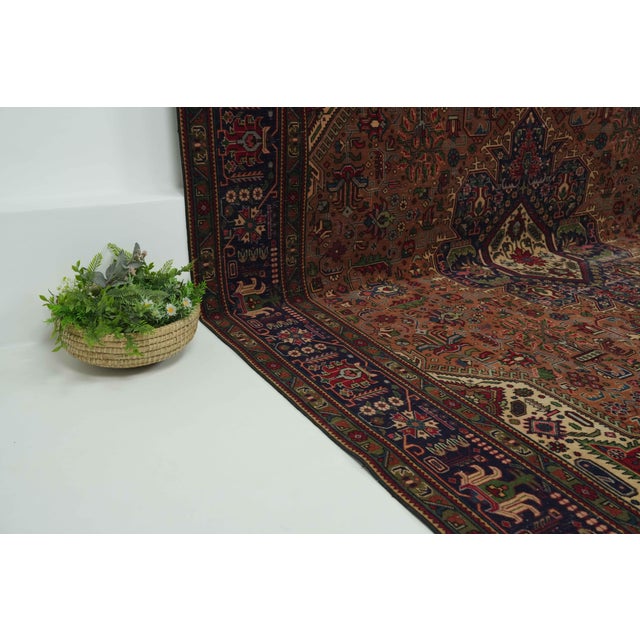Persian 1970s Vintage Persian Handmade Wool 10x13 Orange Area Rug For Sale - Image 3 of 12