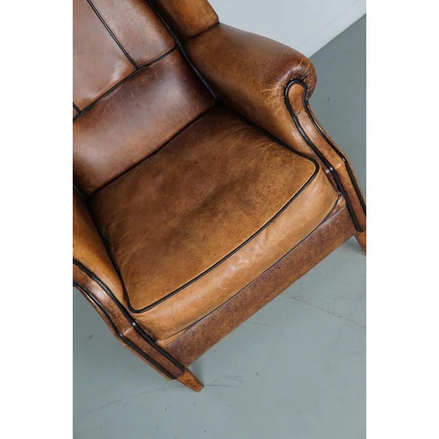 Vintage Dutch Club Chair in Cognac Colored Leather For Sale - Image 10 of 17