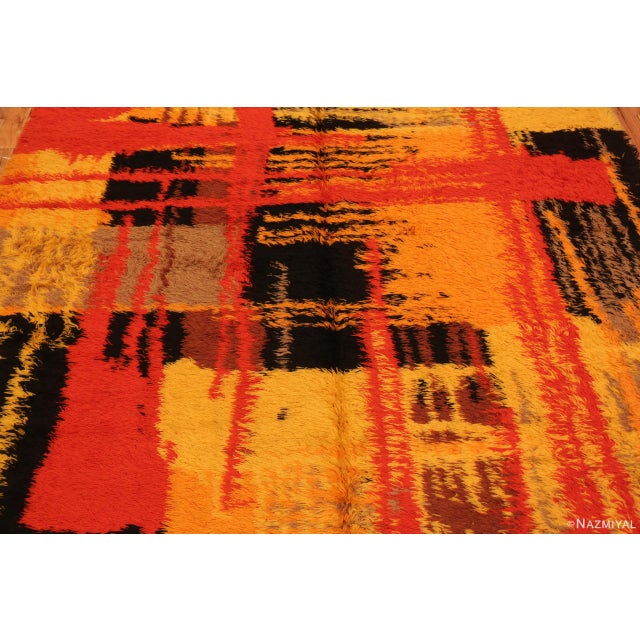 Mid 20th Century Nazmiyal Collection Vintage Swedish Shag Rya Rug For Sale - Image 5 of 8