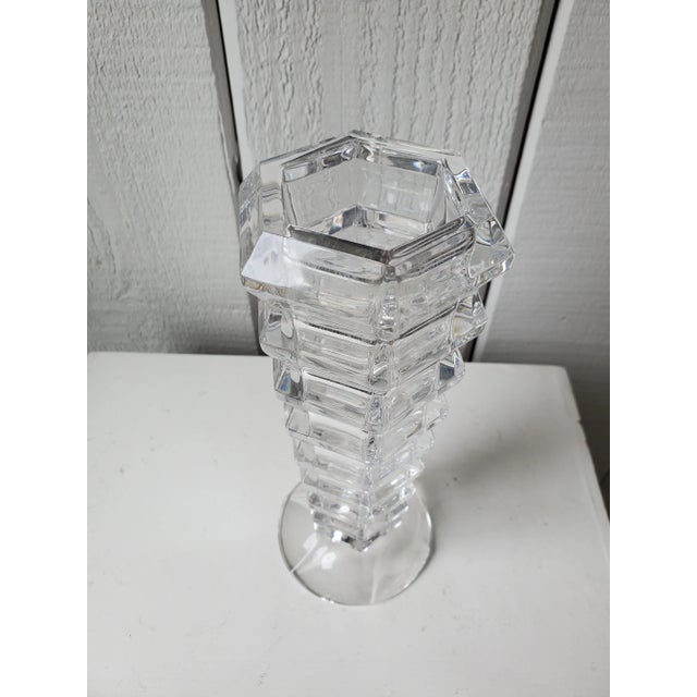 Striking vintage glass hexagonal vase with a very modern feel. Beautiful from every angle and made of weighty glass. Makes...