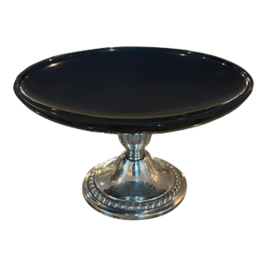 Early 20th Century Newport Black Melamine Compote With Sterling Weighted Base