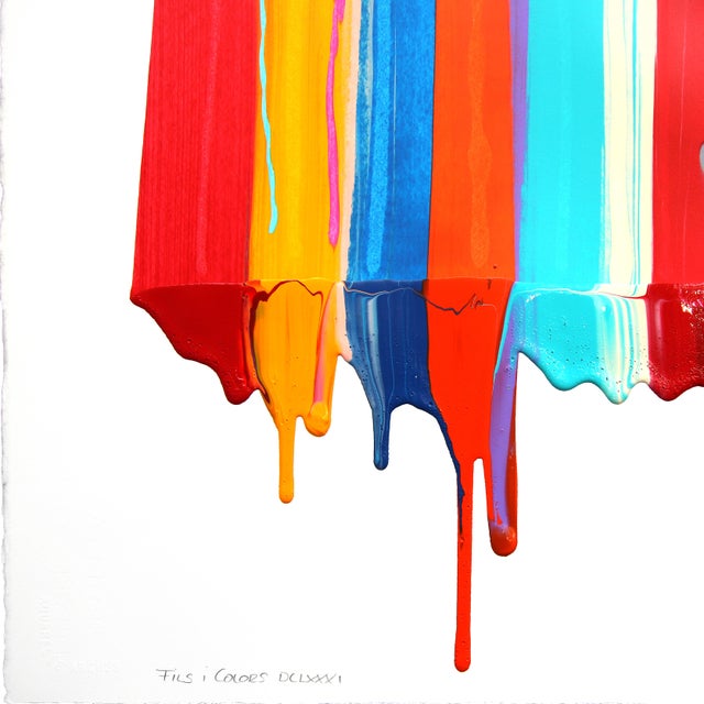 Fils I Colors DCLXXXI - Abstract Contemporary Colorful Textile Art on Paper Original Artwork by Raul De La Torre For Sale - Image 4 of 6