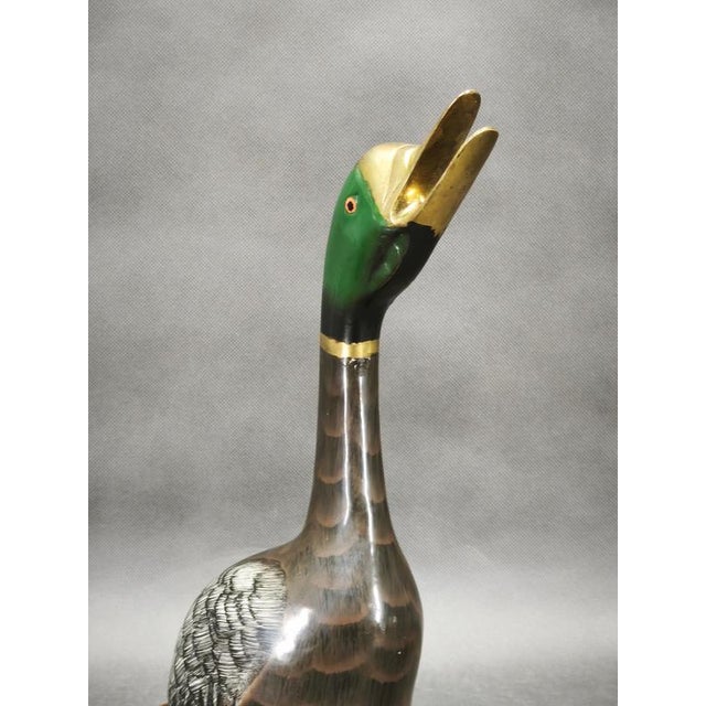 Vintage French Hand Painted Cast Brass Duck Sculpture, 1960s For Sale - Image 6 of 9