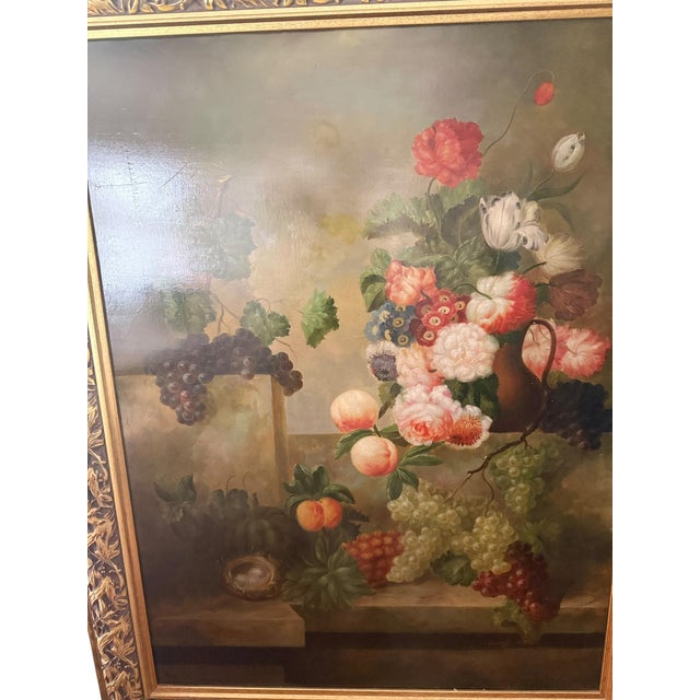 Abstract Vintage Joseph C Dilon Abstract Large Scale Contemporary Traditional Painting Oil on Canvas Fruits and Flowers For Sale - Image 3 of 4