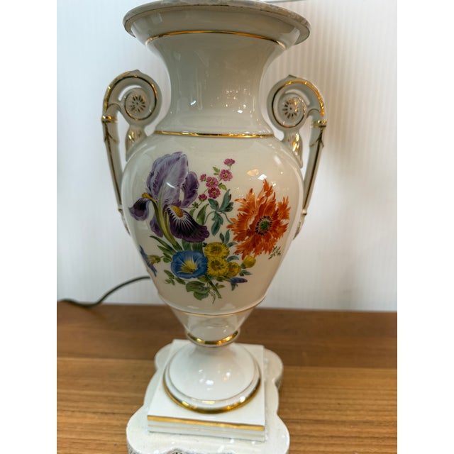 Shabby Chic Floral Urn Table Lamps, Pair For Sale - Image 4 of 12