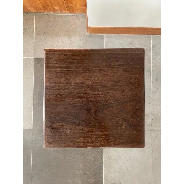 Wood Chinese Square Stool With Hoofed Legs and Hand-Painted Calligraphy, C. 1900 For Sale - Image 7 of 7