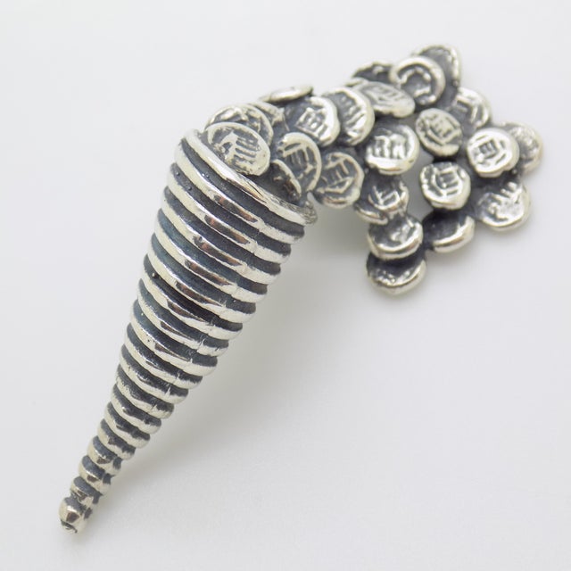 Italian Vintage Italian Handmade Genuine Silver Cornucopia Lucky Charm Figurine Sculpture Miniature For Sale - Image 3 of 8