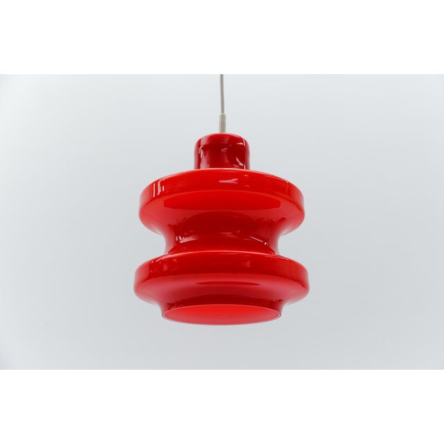 Red Lipstick Red Glass Hanging Lamp by Peill & Putzler, 1960s For Sale - Image 8 of 11