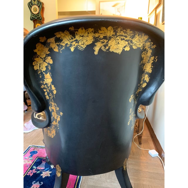 Exceptional 19th Century English Victorian Papier-Mâché Gothic Revival Black Lacquer Arm Chair For Sale - Image 17 of 17