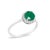 Contemporary 10K White Gold Green Emerald and 1/10 Cttw Diamond Halo Ring For Sale - Image 3 of 7