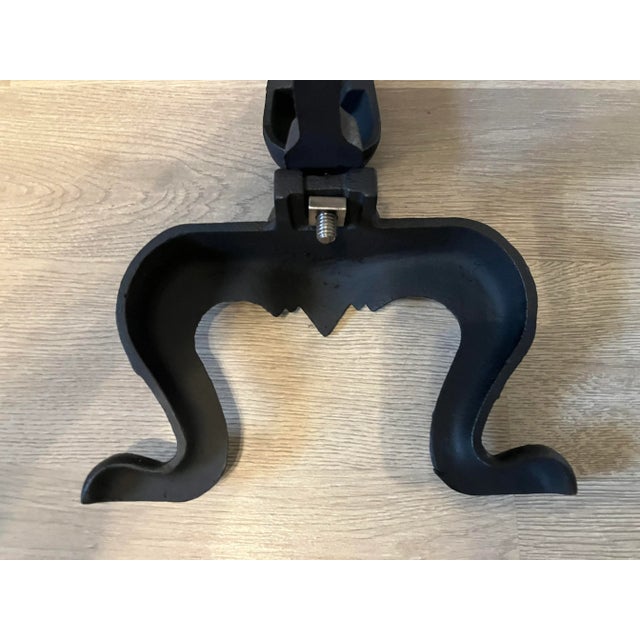 Black Pair of Vintage Cast Iron Andirons With Brass Colored Balls For Sale - Image 8 of 8