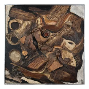 Vintage Brutalist Mixed Media Assemblage, Signed (1970)/Postmodernist Art