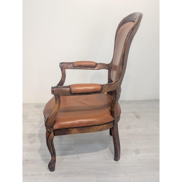 Vintage Chippendale Armchair in Genuine Leather, 1975 For Sale - Image 9 of 14