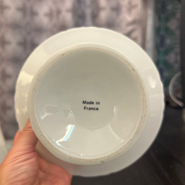 White French 1940s Porcelain Pedestal Cake Stand For Sale - Image 8 of 9