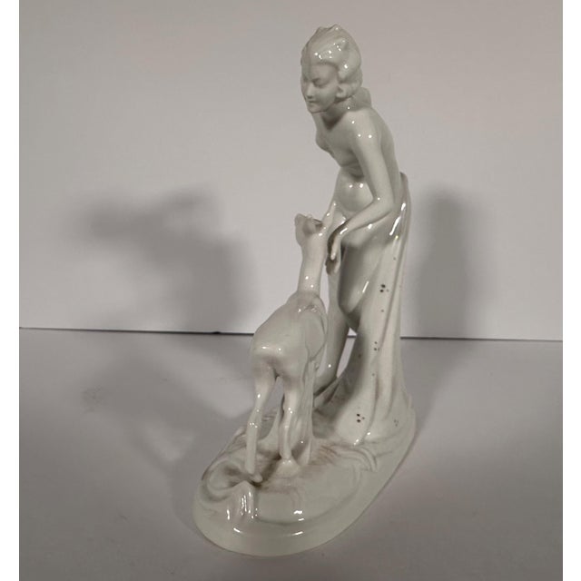 White Fraureuth Porcelain Figurine Nude Maiden with Fawn For Sale - Image 8 of 10