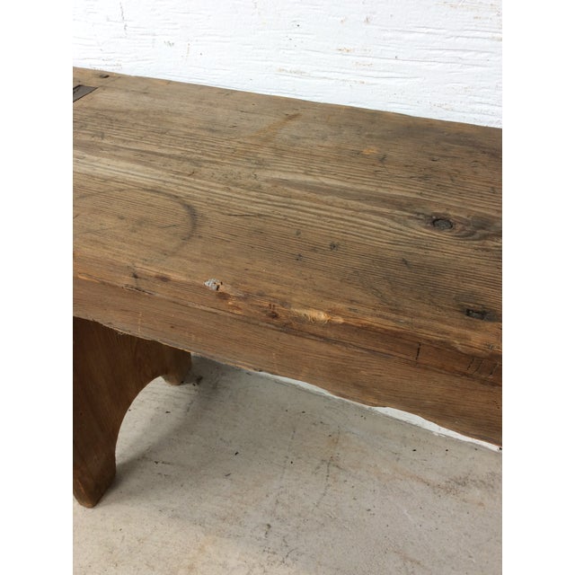 Antique Farmhouse Style Long Primitve Bench With Tongue & Groove Joinery For Sale - Image 13 of 17