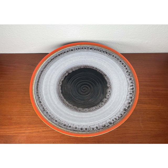 Large Art Deco German Ceramic Tripod Bowl from Karlsruher Majolika, 1940s, in Very Good conditions. Designed 1920 to 1949...