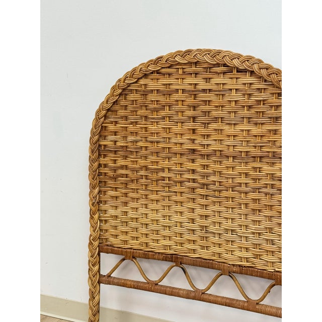 Vintage, Coastal, Boho Wicker Woven Wicker and Rattan, Twin Headboard Bed Accent For Sale - Image 9 of 14
