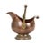 A charming, vintage helmet-shaped coal scuttle made of red copper and brass, featuring blue-and-white Delftware handles;...