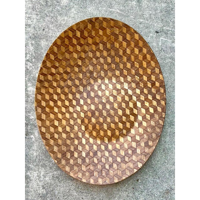 Vintage Geometric Wood Inlay Tray For Sale - Image 15 of 16