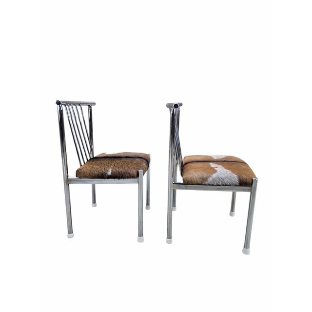MCM B. Brody Chrome Spindle Back Side Chairs Newly Reupholstered – Pair For Sale - Image 4 of 12