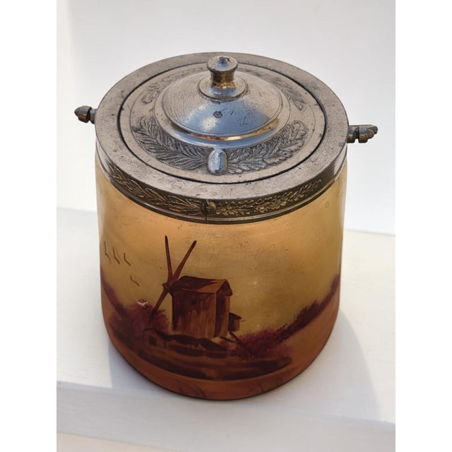 Glass Enamelled Glass Biscuit Jar, 1900s For Sale - Image 7 of 9