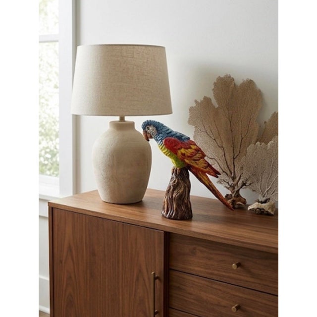 Vintage Italian Majolica Glazed Ceramic Parrot / Macaw Figurine on Tree Stump Base For Sale - Image 12 of 12