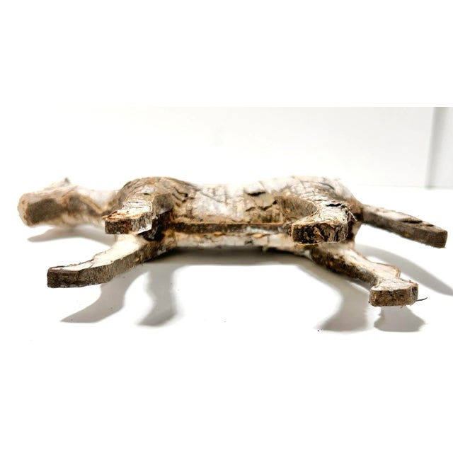 Wood Vintage White Birch Horse Sculpture – Folk Art Equestrian Decor – Rustic Lodge Shelf Accent For Sale - Image 7 of 8