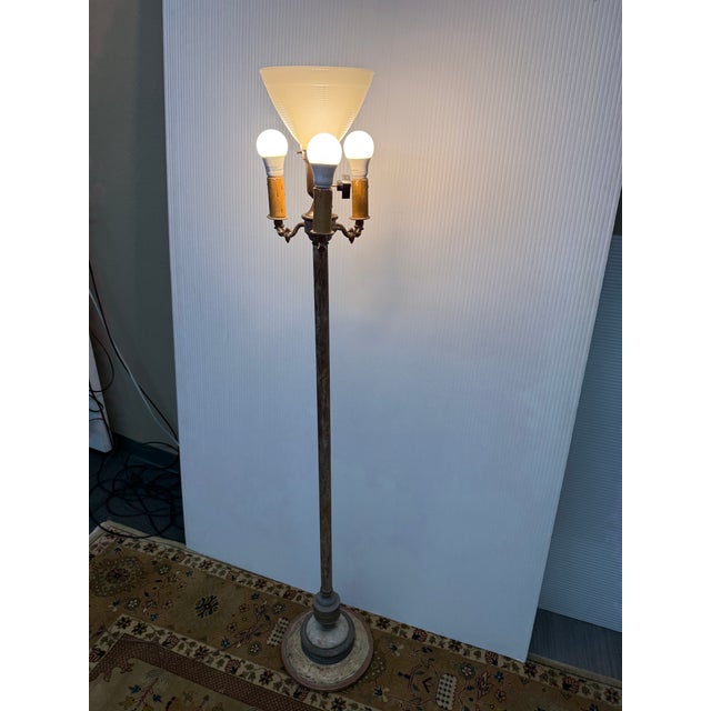 Antique French Provincial Style Torchiere Lamp For Sale - Image 4 of 12