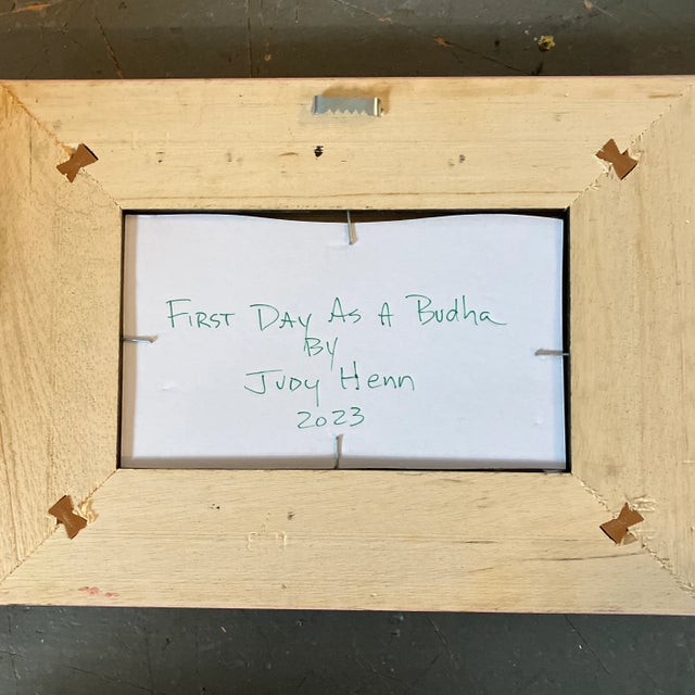 Contemporary Contemporary Abstract Ink Drawing /Collage by Judy Henn “First Day as a Buddha” Framed For Sale - Image 3 of 4