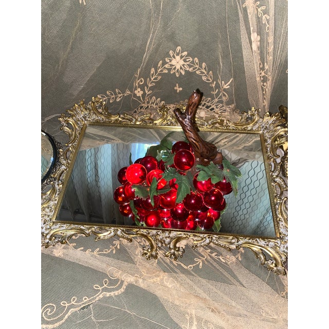 Vintage Mid-Century Modern Cherry Red Lucite Grape Cluster Centerpiece For Sale - Image 4 of 9