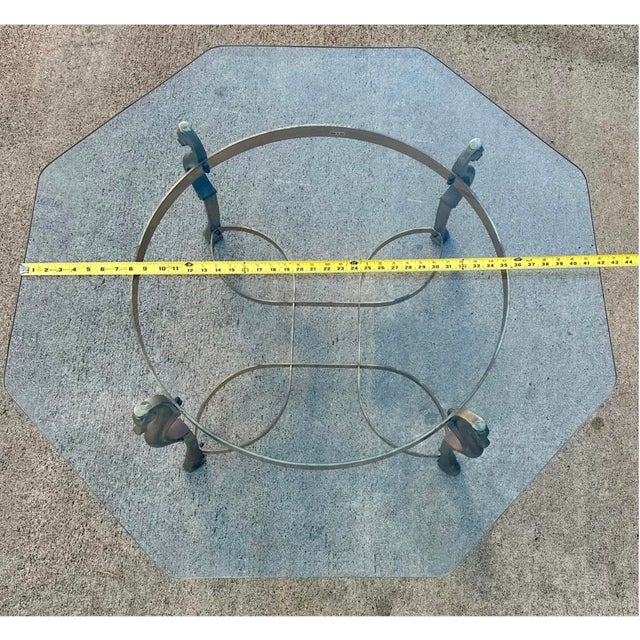 Maison Jansen Attributed Vintage Brass Horse Head Octagonal Coffee Table, Made in Italy For Sale - Image 17 of 18