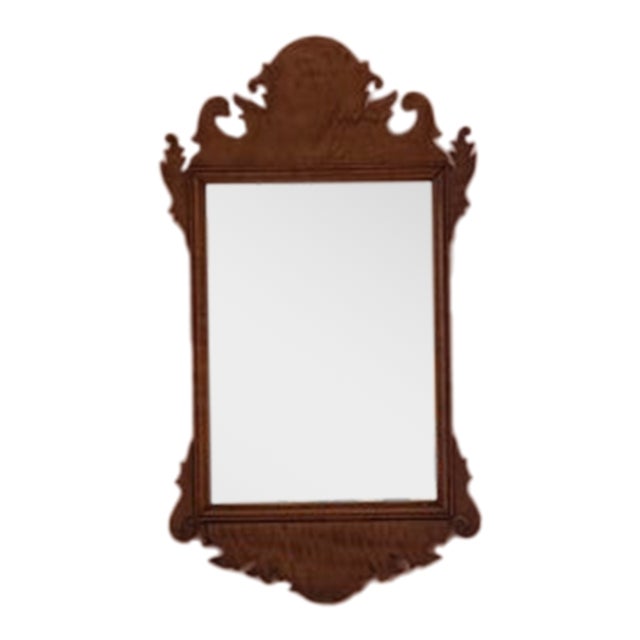 19th Century American Figured Maple Scrollwork Wall Mirror, Circa 1840–1860 For Sale