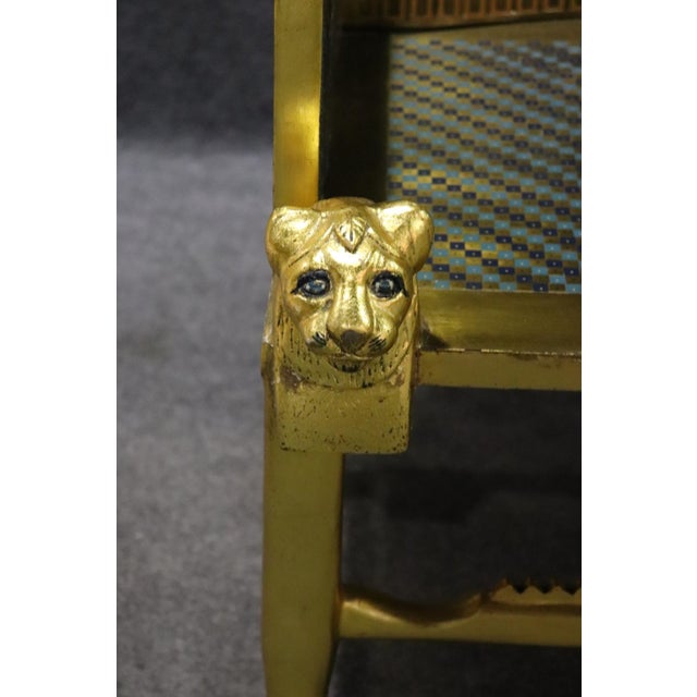 Traditional Unique Egyptian Revival Gilded Figural Bench With Carved Lions For Sale - Image 3 of 17