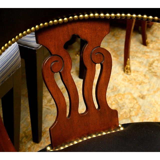 English Modern English Mahogany and Leather Captains Chair For Sale - Image 3 of 7