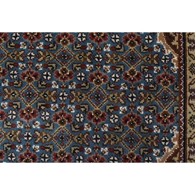 Blue Tabriz Mahi Rug 9′ X 9’1” Blue Wool Traditional Hand-Knotted Oriental Carpet For Sale - Image 8 of 15