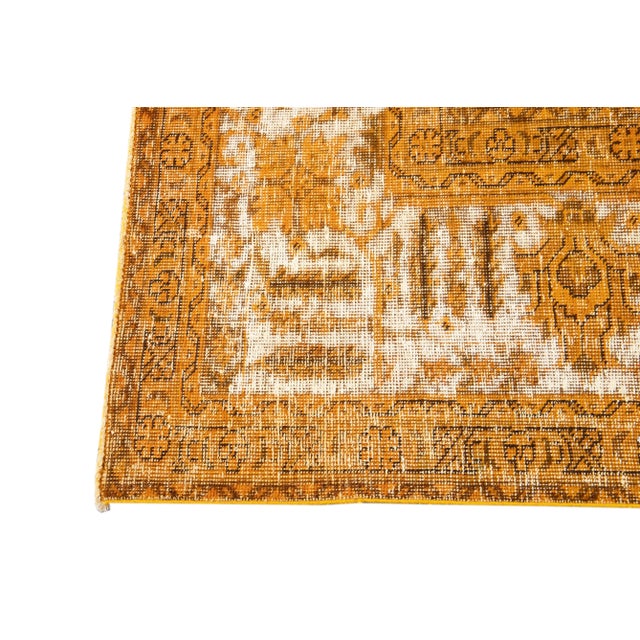 1960s Allover Handmade Vintage Overdyed Wool Rug in Orange and Beige Color For Sale - Image 4 of 7