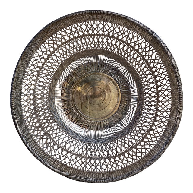 1950s Mid-Century Hand Woven Silver-Plated Basket For Sale