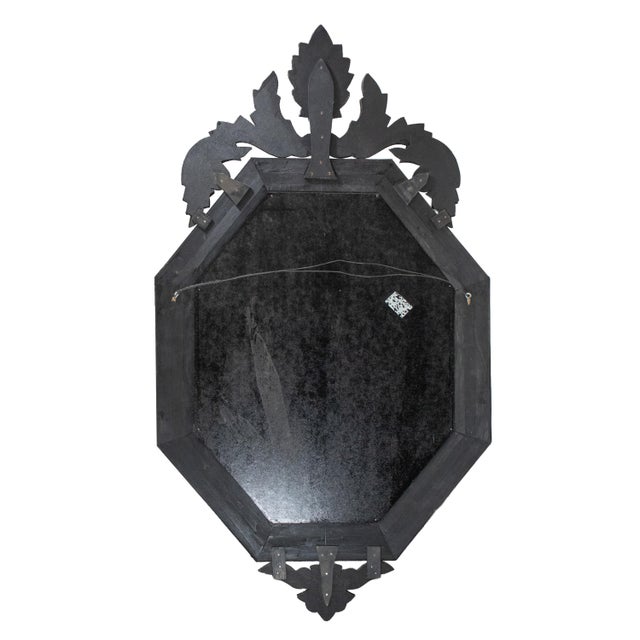 50-Inch Italian 1940s Venetian Etched Glass Mirror With Wood Backing For Sale - Image 4 of 18