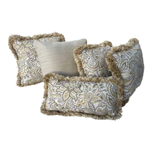 Golden/Beige Paisley Pillow Set of 5