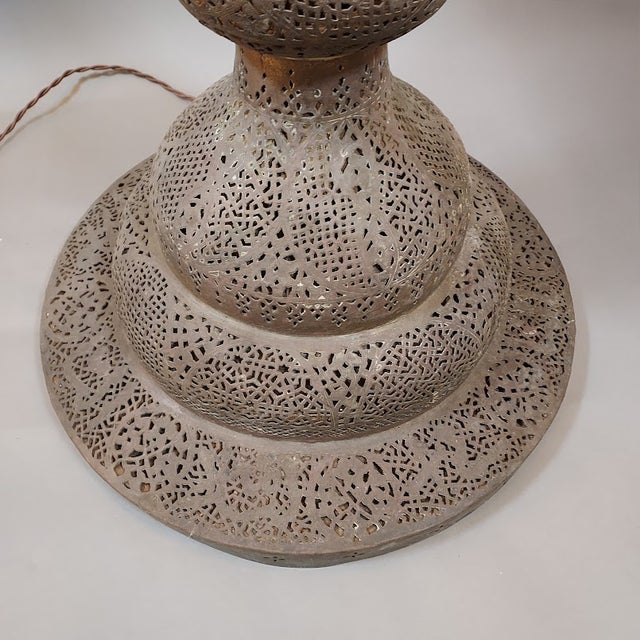 1950s Syrian Pierced Brass Floor Lamp For Sale - Image 9 of 13