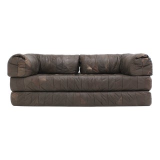 Vintage Patchwork Leather Daybed Sofa, 1970s For Sale