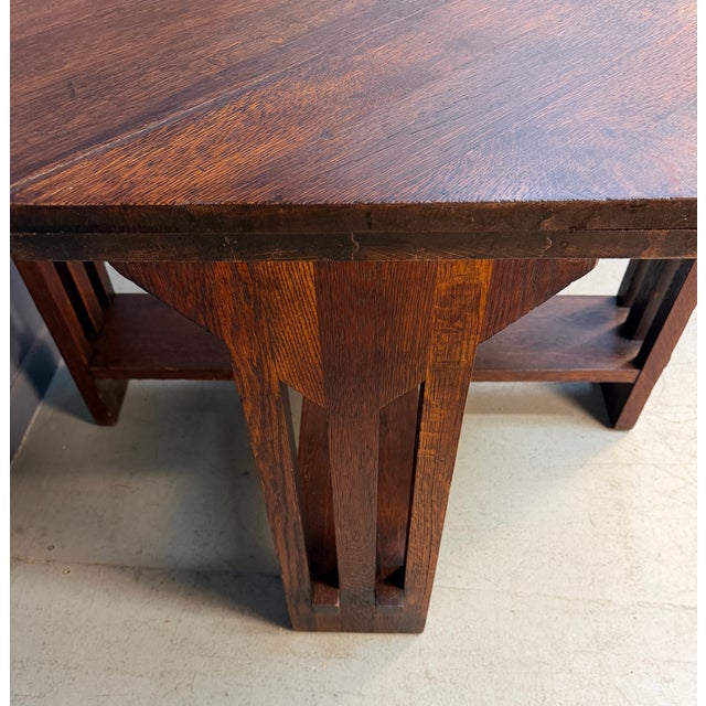 Brooks Mission Oak Octagonal Center Hall Table — Arts & Crafts Slat-Sided For Sale In Philadelphia - Image 6 of 12